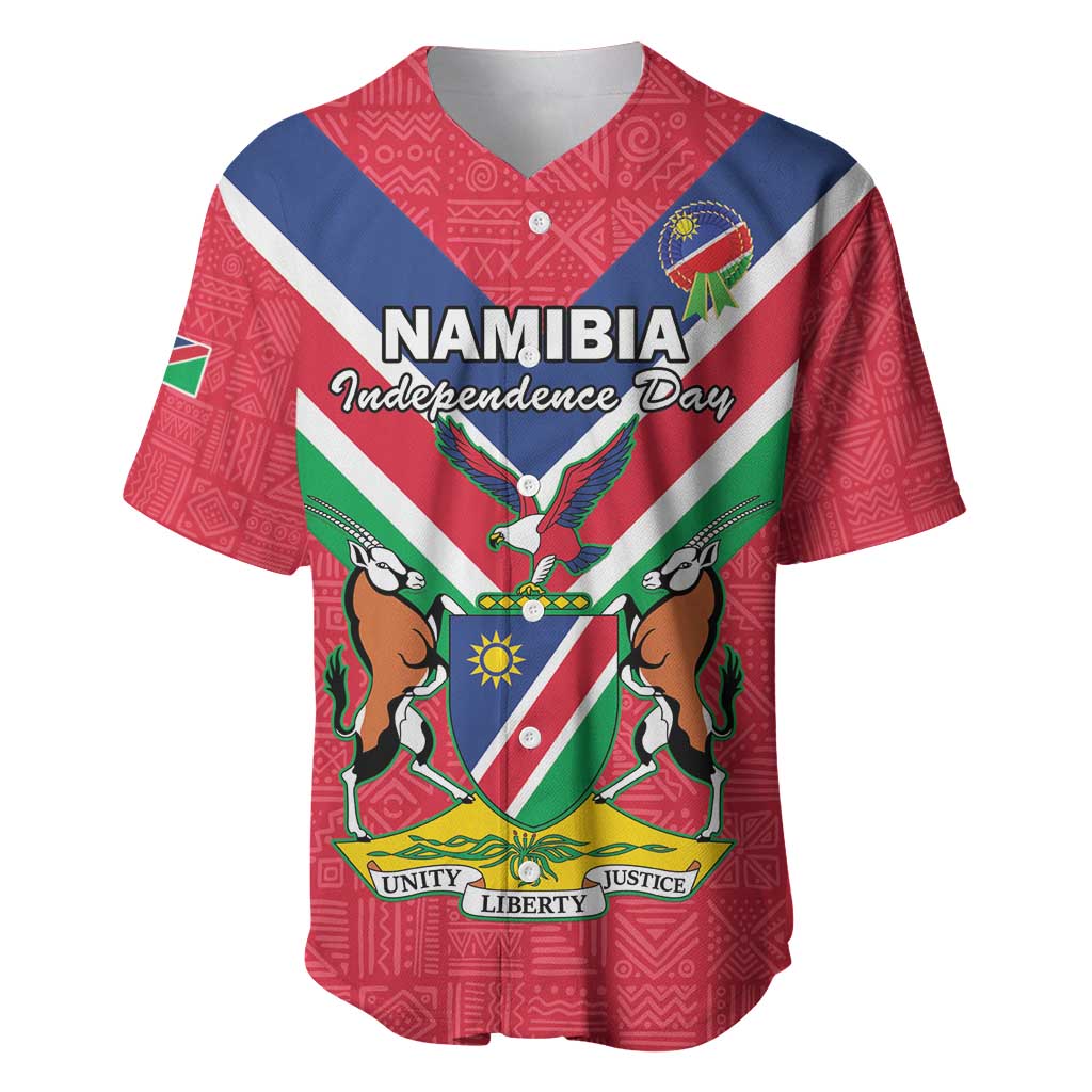 Personalised Namibia Baseball Jersey Coat Of Arms With Flag Map - Happy Independence Day LT15