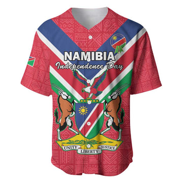 Personalised Namibia Baseball Jersey Coat Of Arms With Flag Map - Happy Independence Day LT15