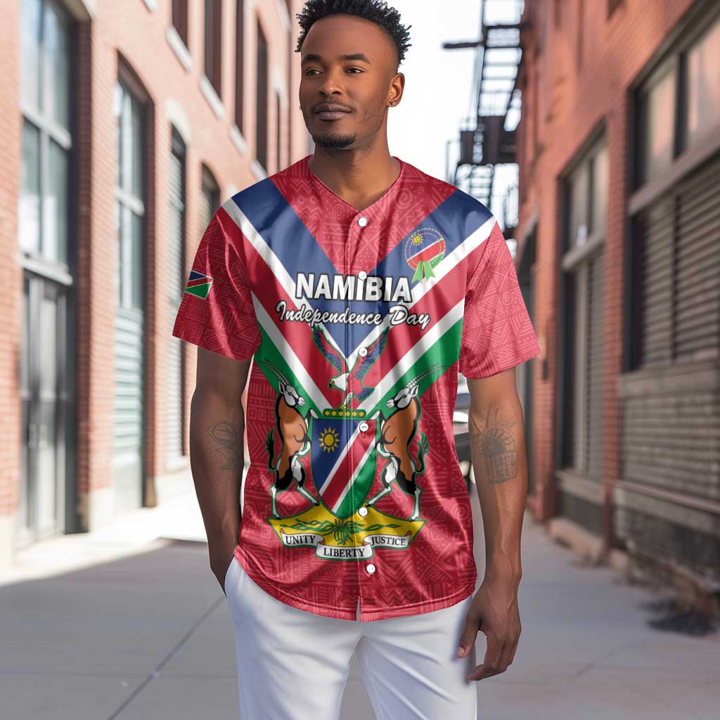 Personalised Namibia Baseball Jersey Coat Of Arms With Flag Map - Happy Independence Day LT15
