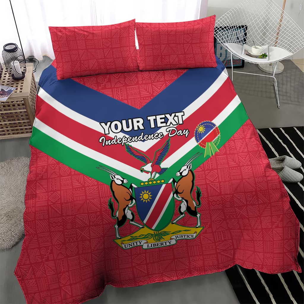 Personalised Namibia Bedding Set Coat Of Arms With Flag Map - Happy Independence Day LT15