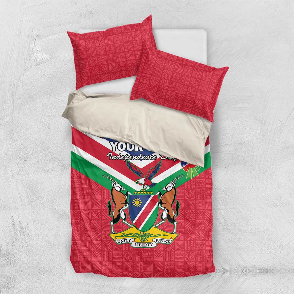 Personalised Namibia Bedding Set Coat Of Arms With Flag Map - Happy Independence Day LT15