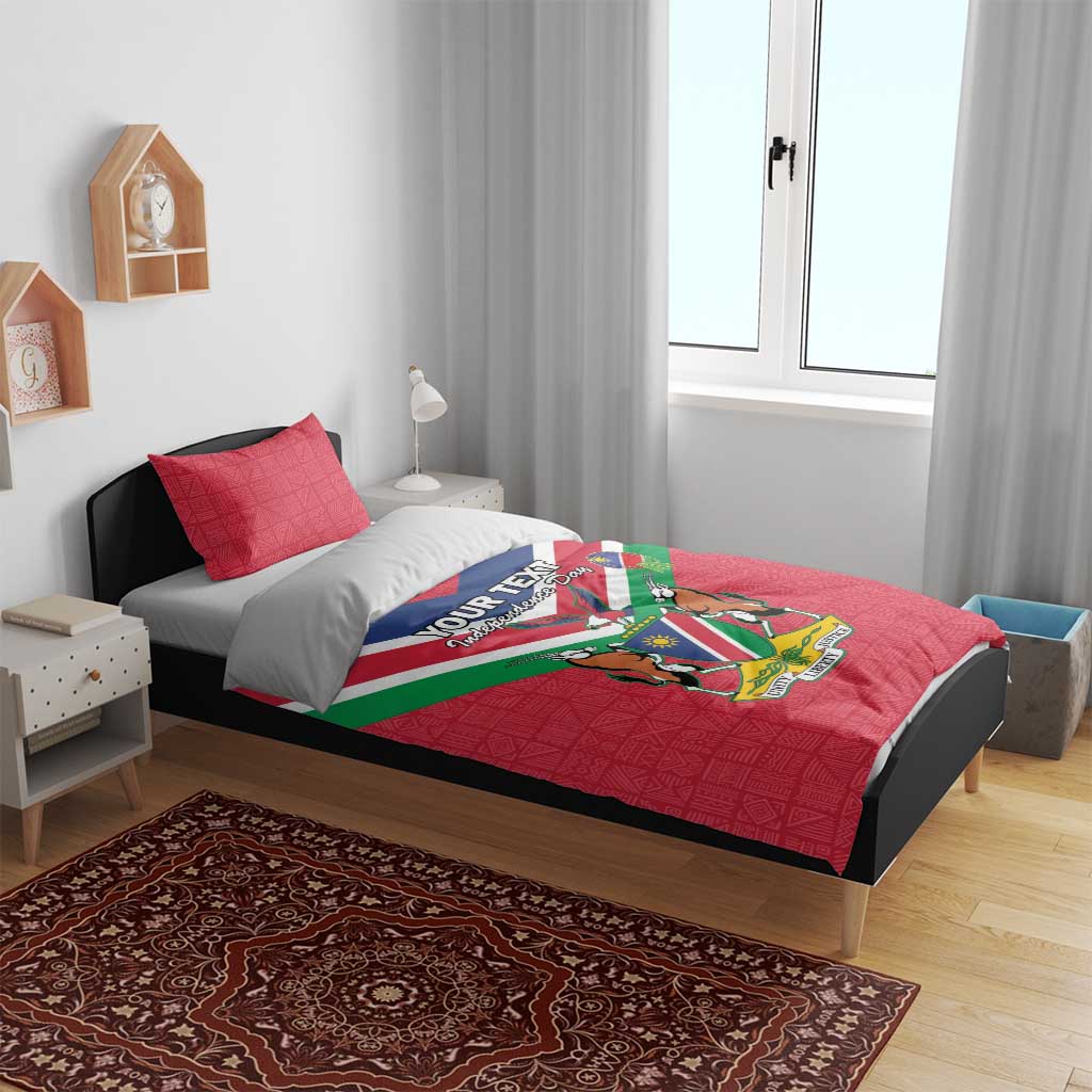 Personalised Namibia Bedding Set Coat Of Arms With Flag Map - Happy Independence Day LT15