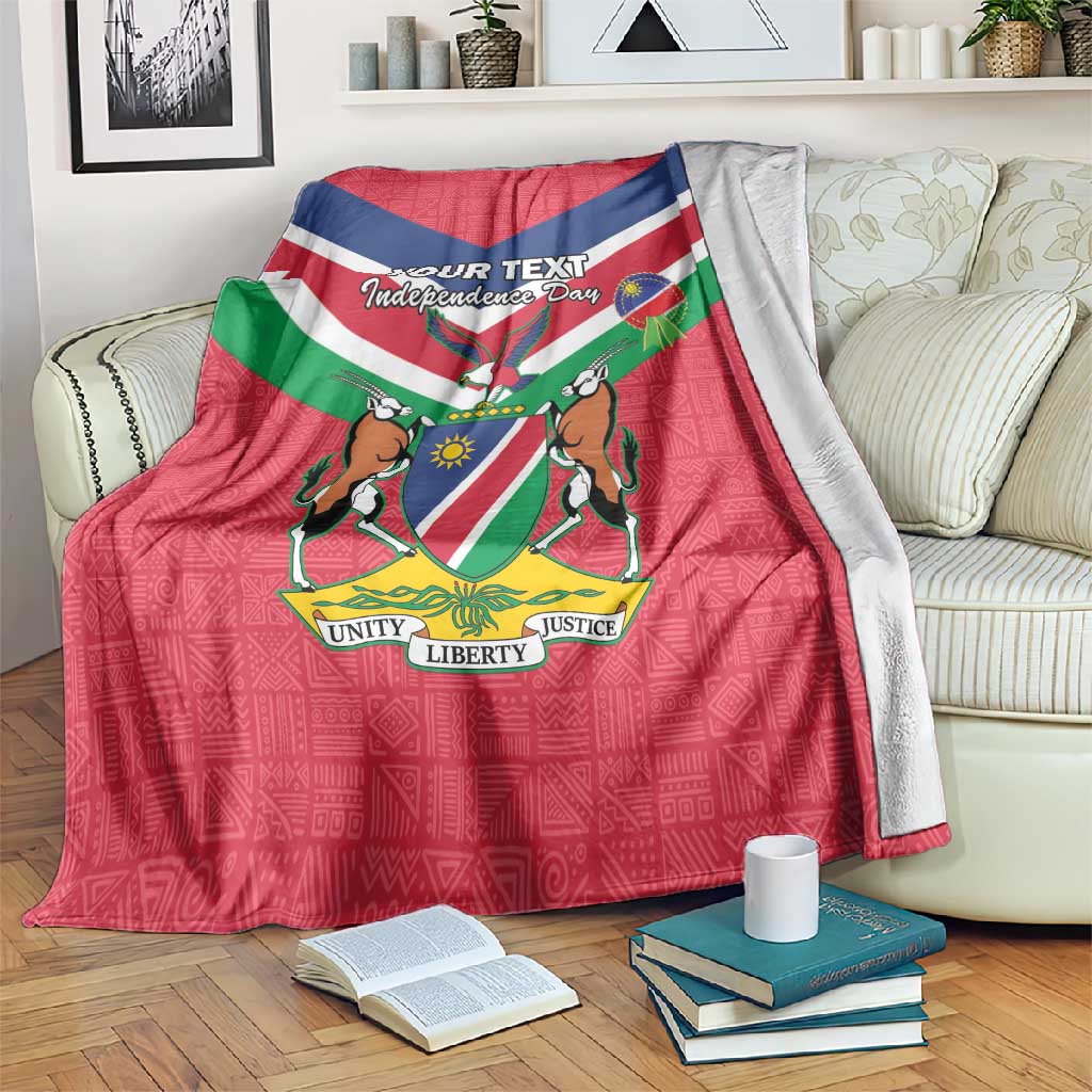 Personalised Namibia Blanket Coat Of Arms With Flag Map - Happy Independence Day LT15