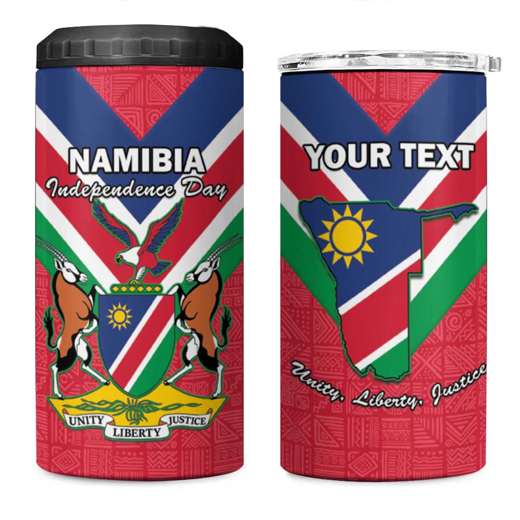 Personalised Namibia 4 in 1 Can Cooler Tumbler Coat Of Arms With Flag Map - Happy Independence Day LT15