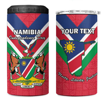 Personalised Namibia 4 in 1 Can Cooler Tumbler Coat Of Arms With Flag Map - Happy Independence Day LT15