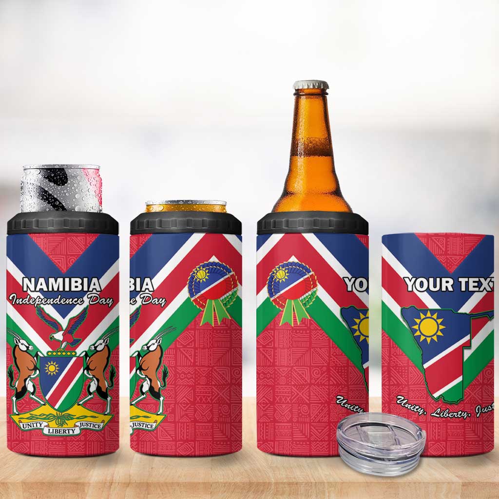 Personalised Namibia 4 in 1 Can Cooler Tumbler Coat Of Arms With Flag Map - Happy Independence Day LT15