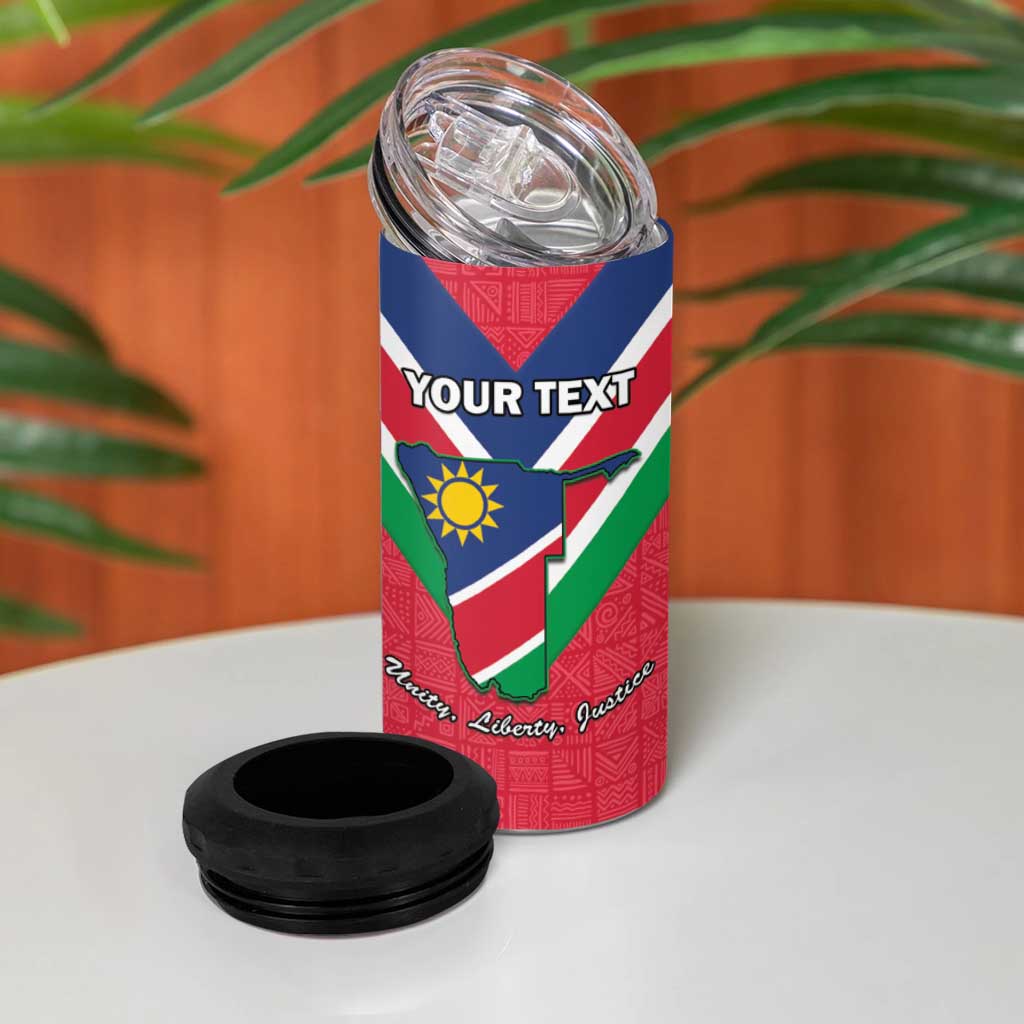Personalised Namibia 4 in 1 Can Cooler Tumbler Coat Of Arms With Flag Map - Happy Independence Day LT15