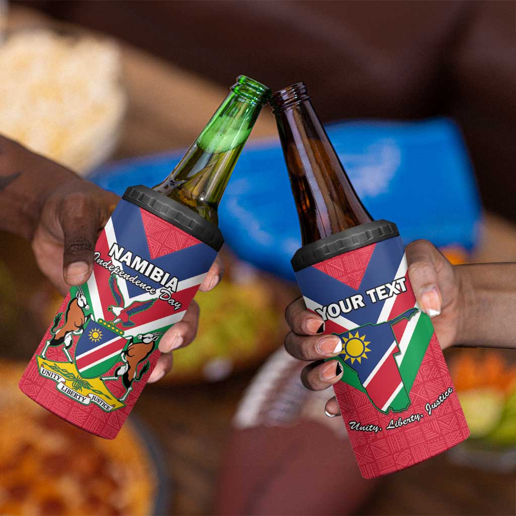 Personalised Namibia 4 in 1 Can Cooler Tumbler Coat Of Arms With Flag Map - Happy Independence Day LT15