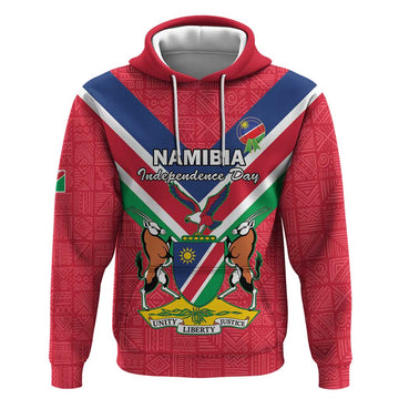 Personalised Namibia Independence Day Hoodie Coat Of Arms With Flag Map LT15