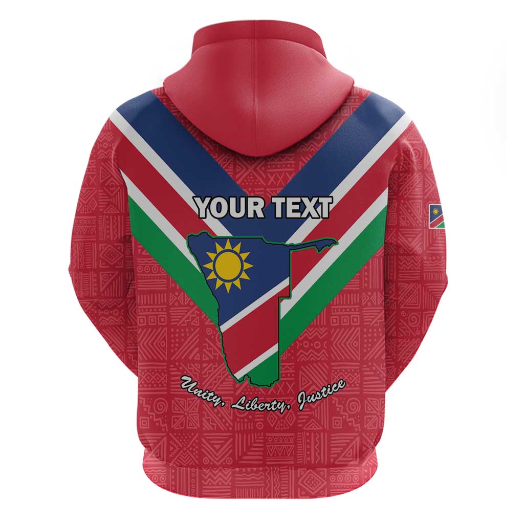 Personalised Namibia Independence Day Hoodie Coat Of Arms With Flag Map LT15