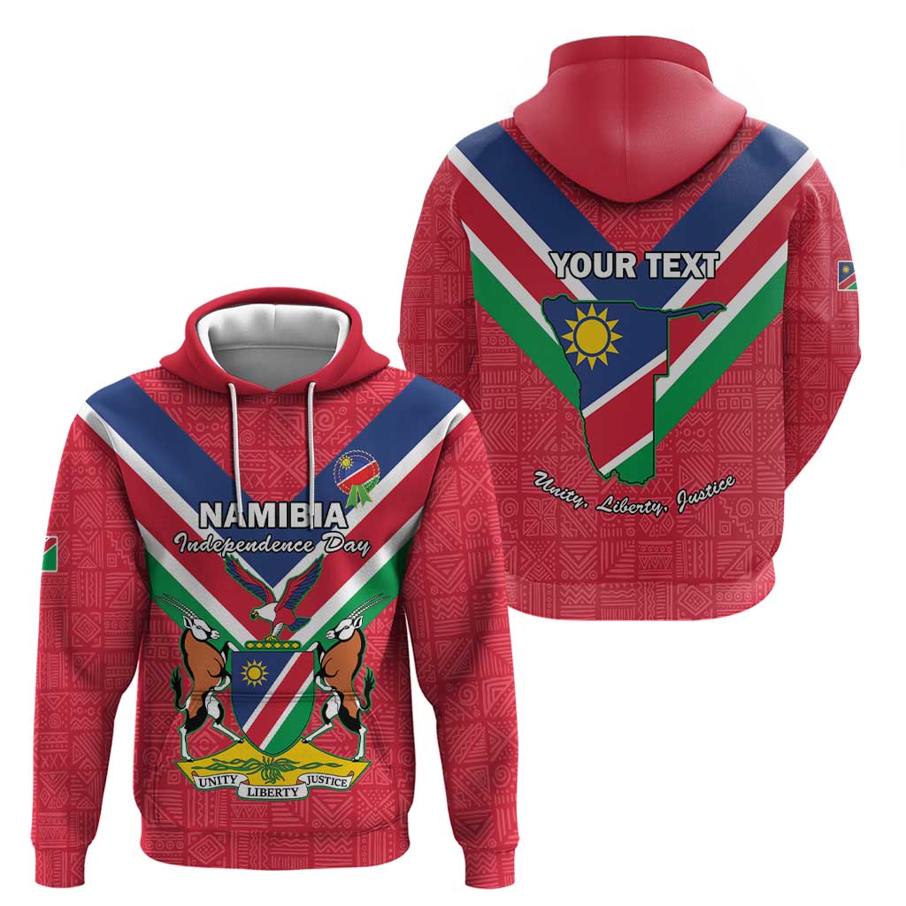 Personalised Namibia Independence Day Hoodie Coat Of Arms With Flag Map LT15