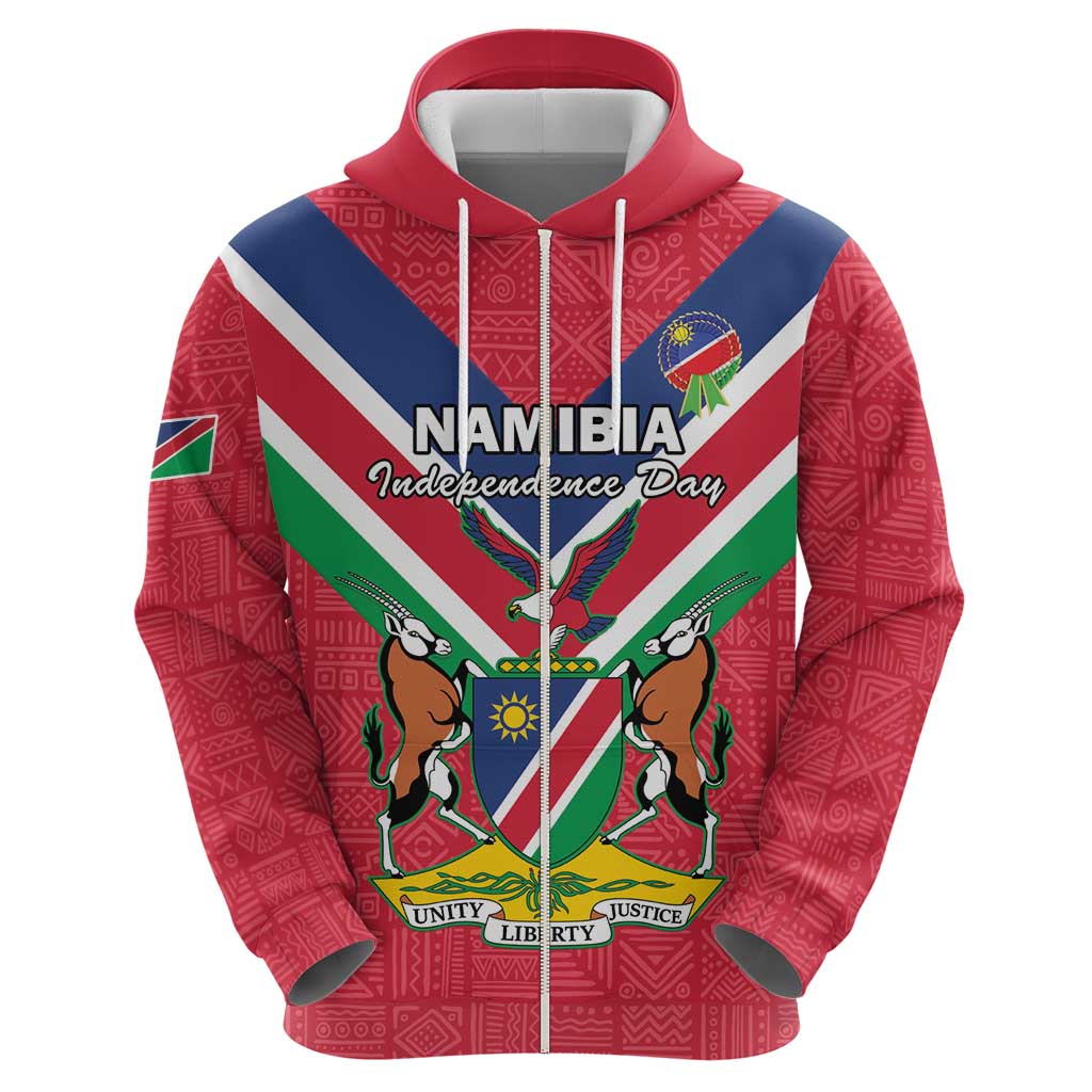 Personalised Namibia Independence Day Hoodie Coat Of Arms With Flag Map LT15