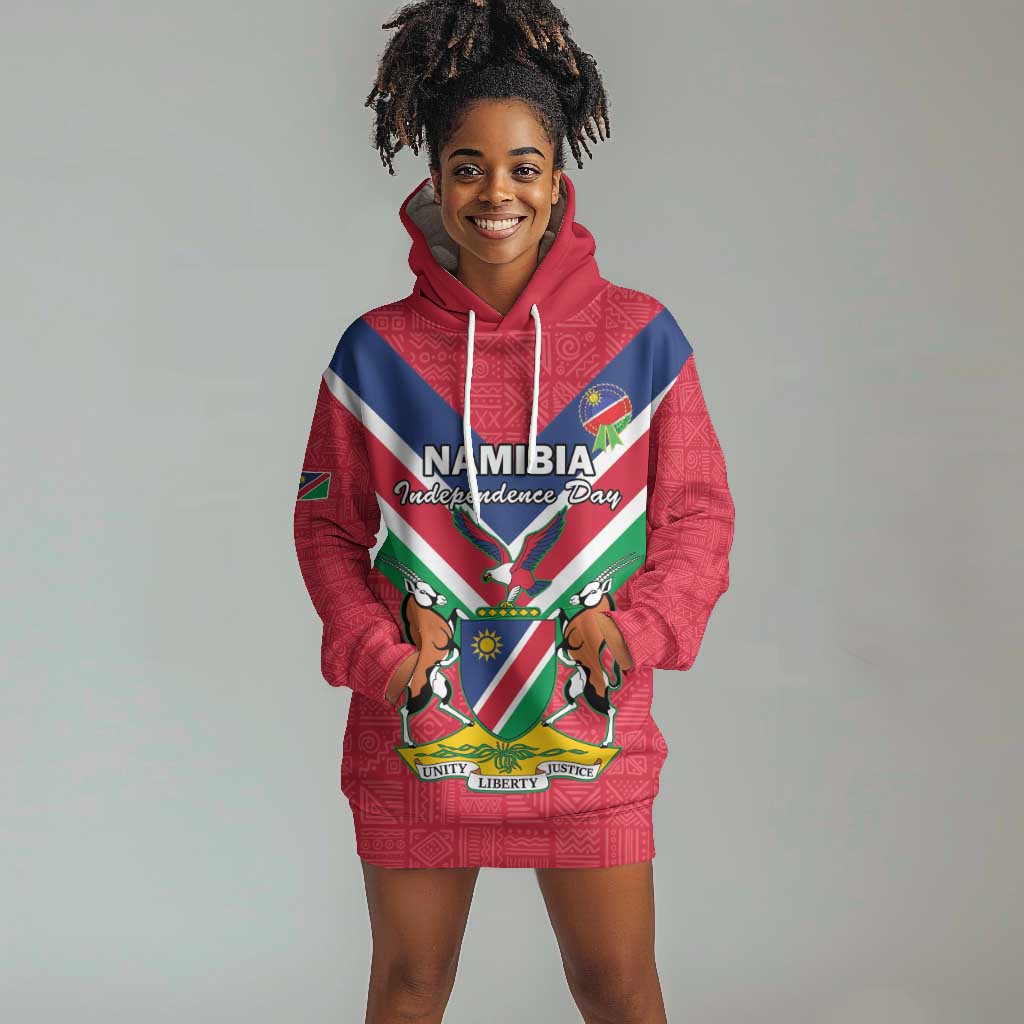 Personalised Namibia Hoodie Dress Coat Of Arms With Flag Map - Happy Independence Day LT15