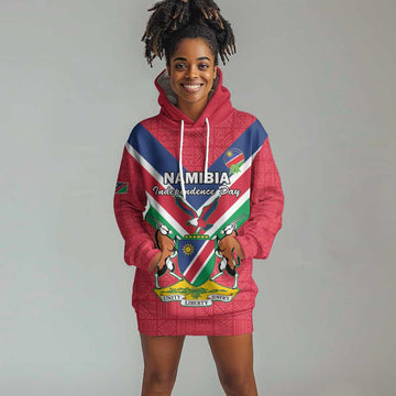 Personalised Namibia Hoodie Dress Coat Of Arms With Flag Map - Happy Independence Day LT15