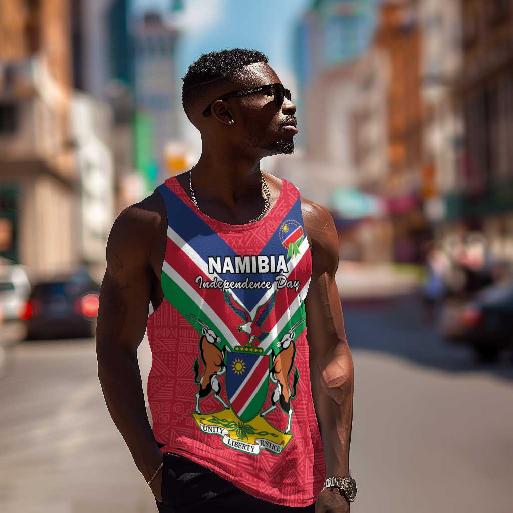 Personalised Namibia Men Tank Top Coat Of Arms With Flag Map - Happy Independence Day LT15