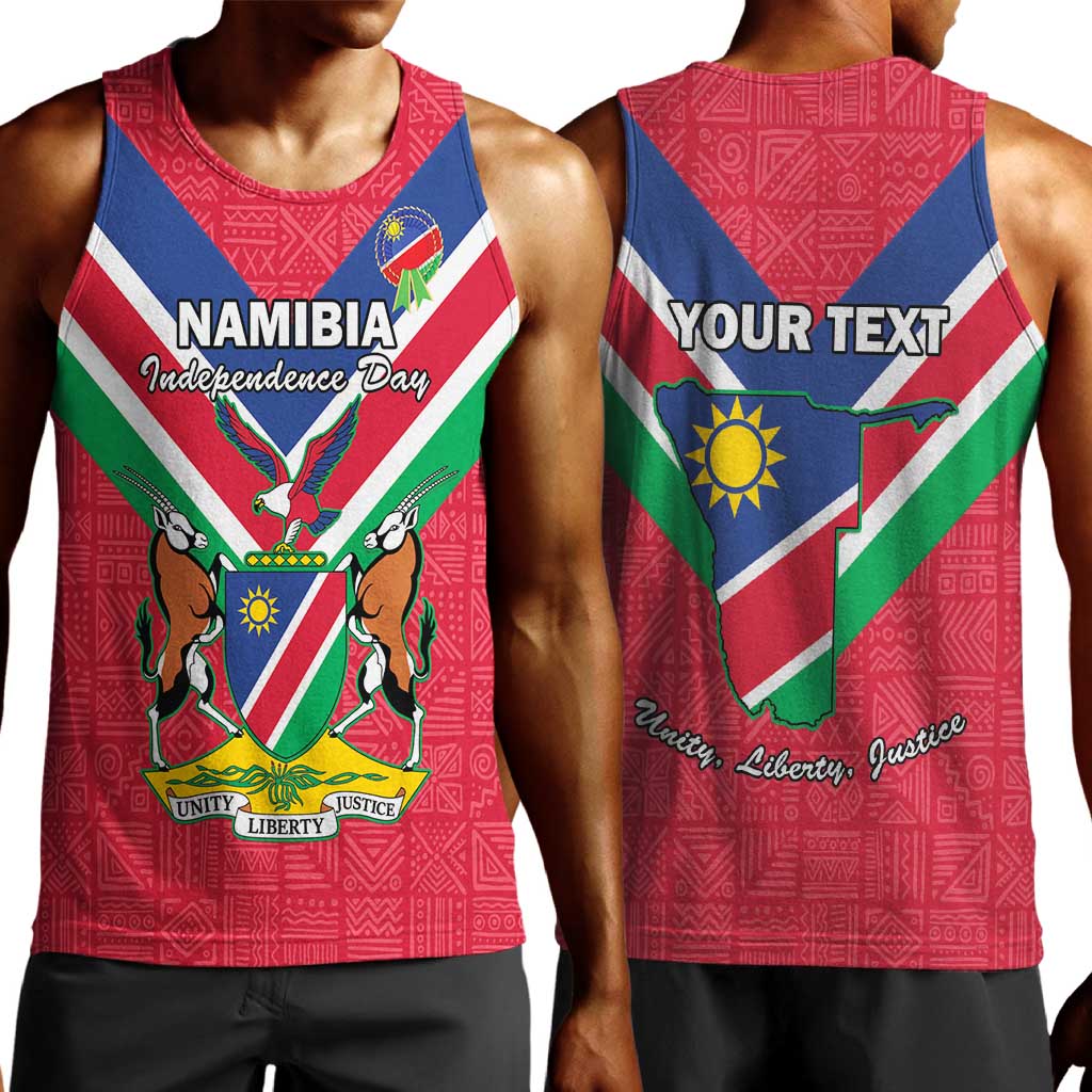 Personalised Namibia Men Tank Top Coat Of Arms With Flag Map - Happy Independence Day LT15