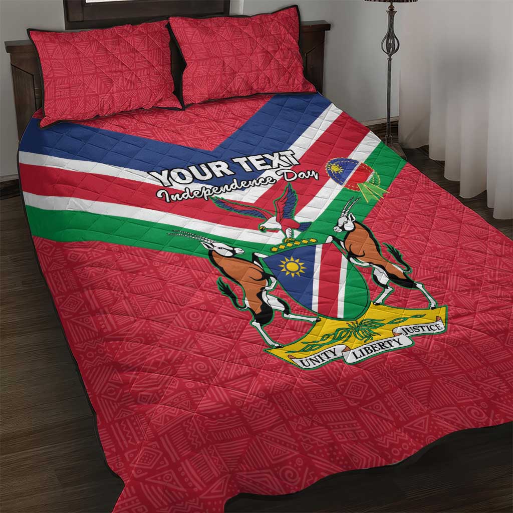 Personalised Namibia Quilt Bed Set Coat Of Arms With Flag Map - Happy Independence Day LT15