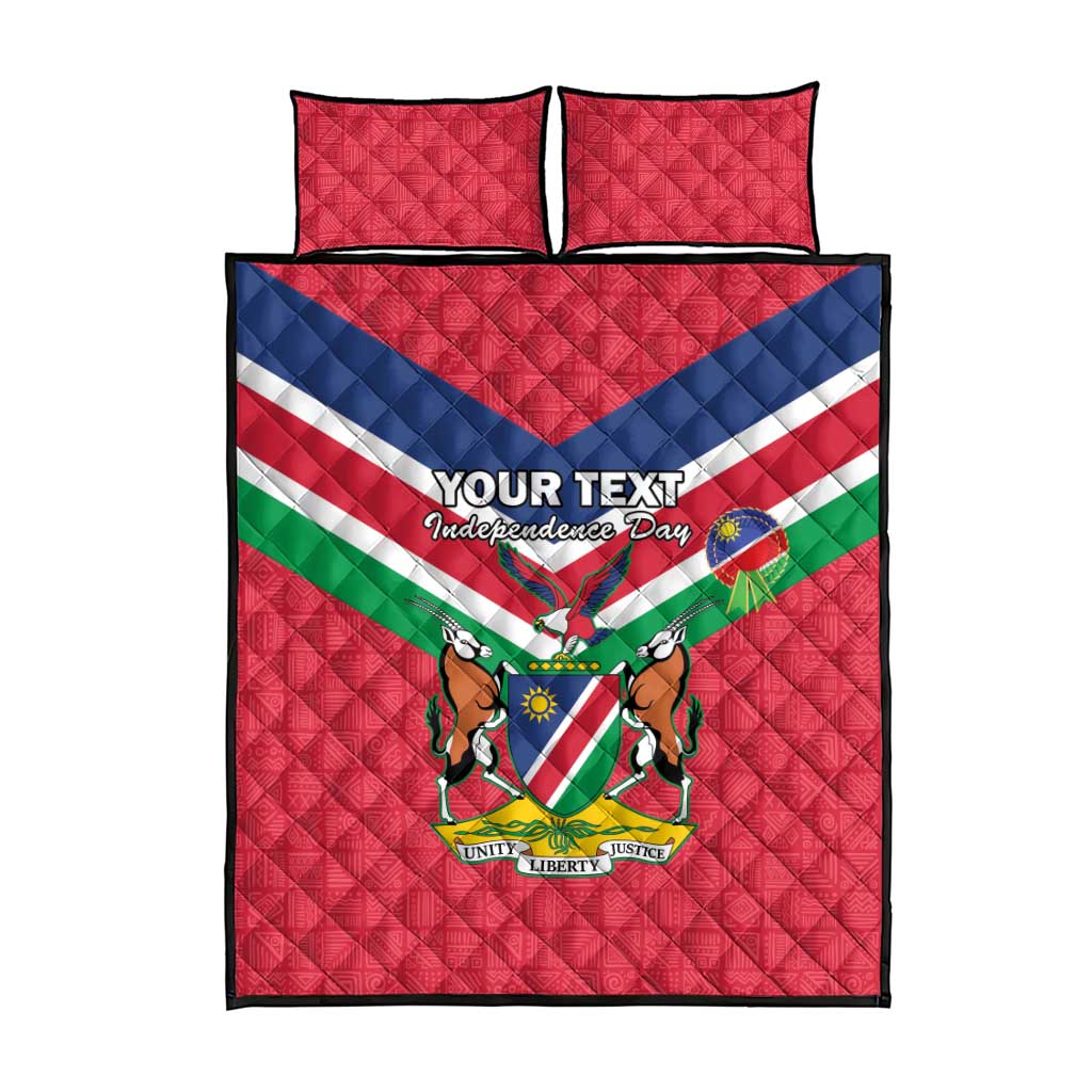 Personalised Namibia Quilt Bed Set Coat Of Arms With Flag Map - Happy Independence Day LT15