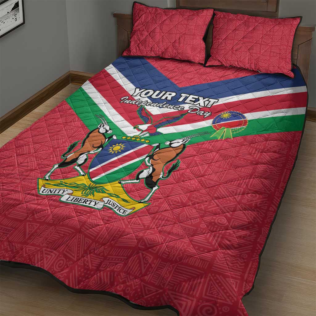 Personalised Namibia Quilt Bed Set Coat Of Arms With Flag Map - Happy Independence Day LT15