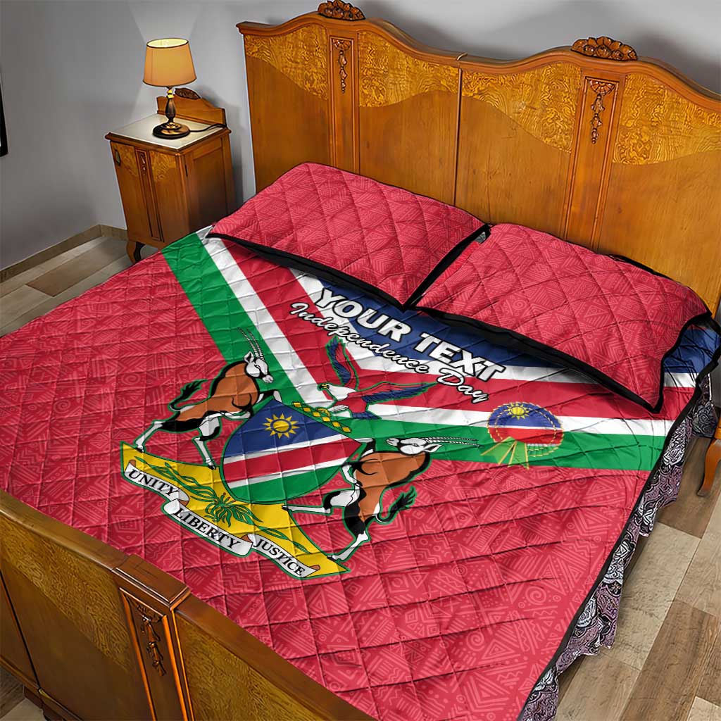 Personalised Namibia Quilt Bed Set Coat Of Arms With Flag Map - Happy Independence Day LT15