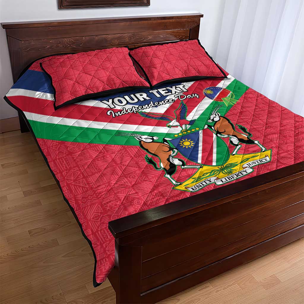 Personalised Namibia Quilt Bed Set Coat Of Arms With Flag Map - Happy Independence Day LT15