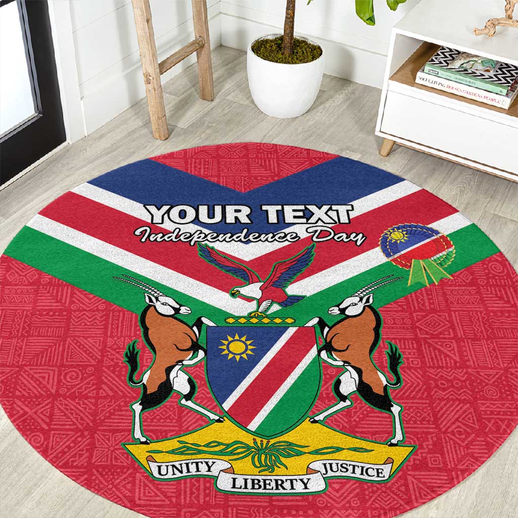 Personalised Namibia Round Carpet Coat Of Arms With Flag Map - Happy Independence Day LT15