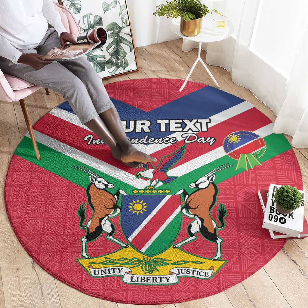 Personalised Namibia Round Carpet Coat Of Arms With Flag Map - Happy Independence Day LT15