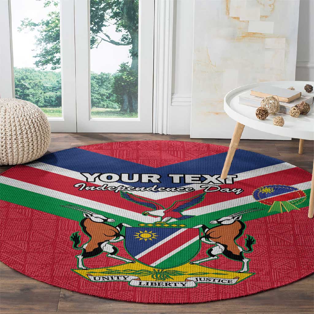 Personalised Namibia Round Carpet Coat Of Arms With Flag Map - Happy Independence Day LT15