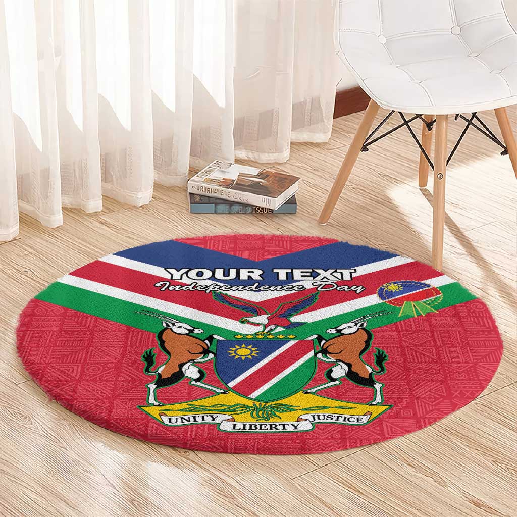 Personalised Namibia Round Carpet Coat Of Arms With Flag Map - Happy Independence Day LT15