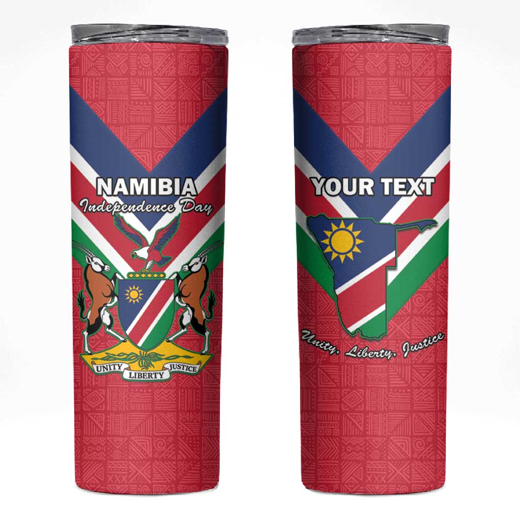 Personalised Namibia Skinny Tumbler Coat Of Arms With Flag Map - Happy Independence Day LT15