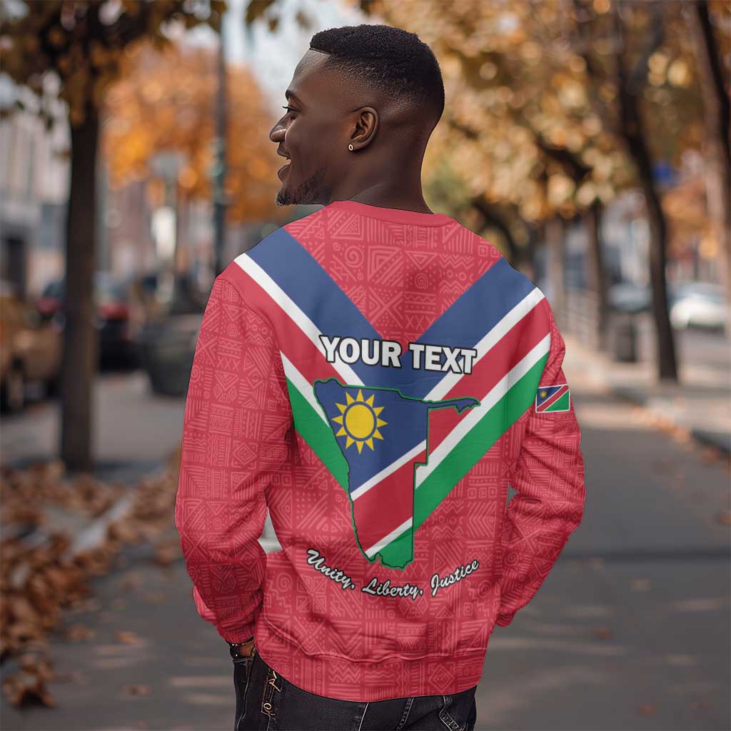 Personalised Namibia Sweatshirt Coat Of Arms With Flag Map - Happy Independence Day LT15