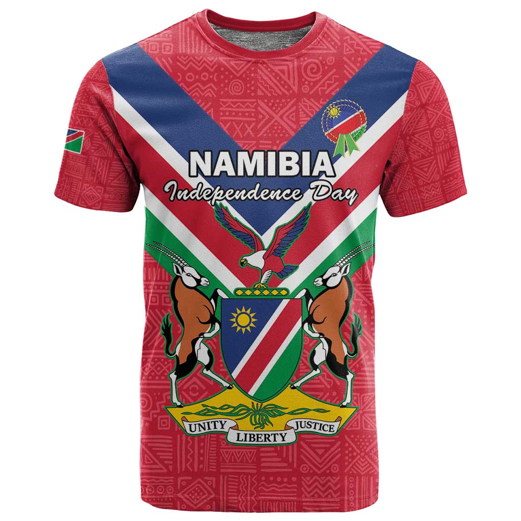 Personalised Namibia T shirt Coat Of Arms With Flag Map - Happy Independence Day LT15