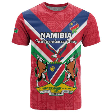 Personalised Namibia T shirt Coat Of Arms With Flag Map - Happy Independence Day LT15