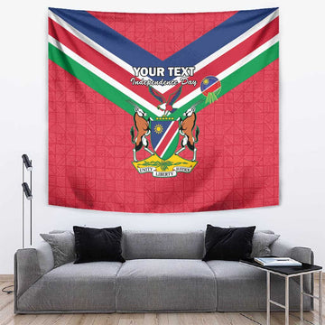 Personalised Namibia Tapestry Coat Of Arms With Flag Map - Happy Independence Day LT15