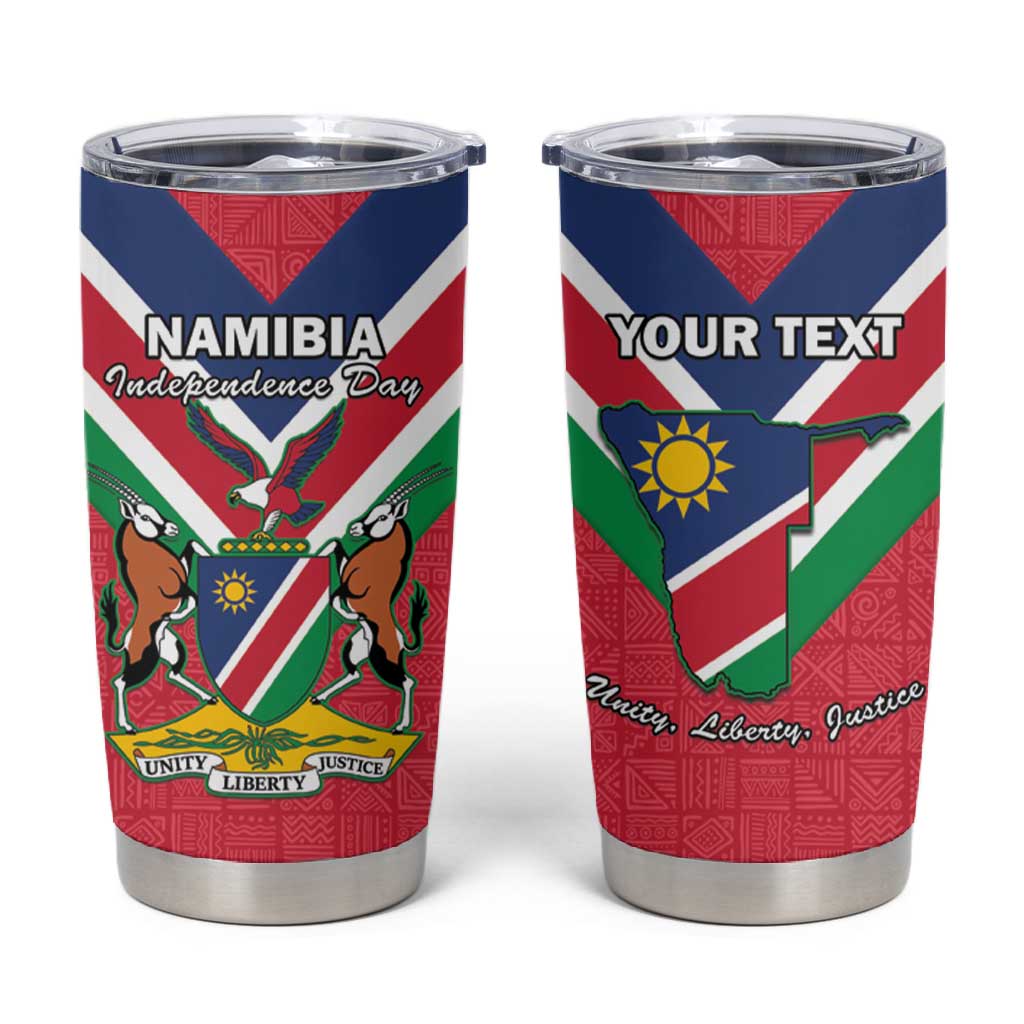 Personalised Namibia Tumbler Cup Coat Of Arms With Flag Map - Happy Independence Day LT15