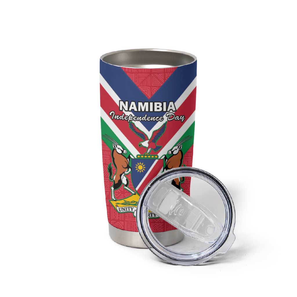 Personalised Namibia Tumbler Cup Coat Of Arms With Flag Map - Happy Independence Day LT15