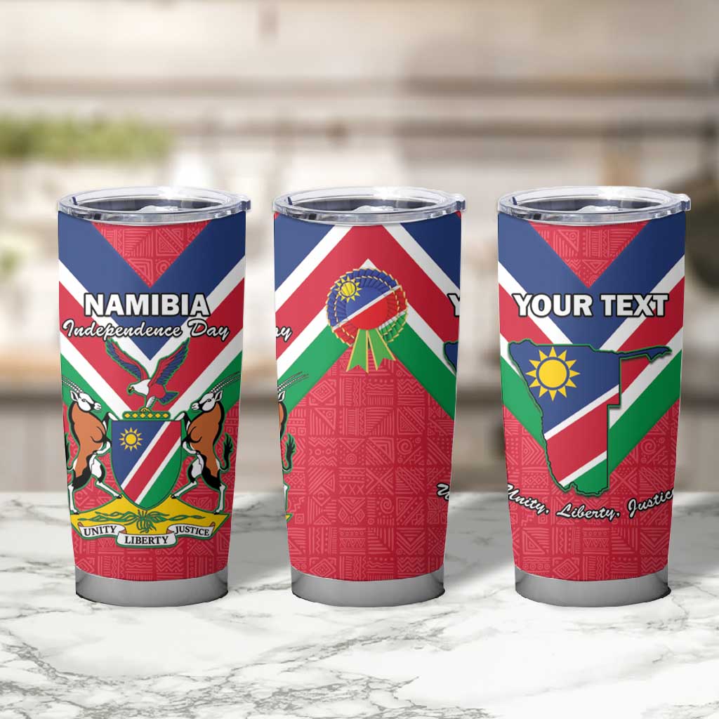 Personalised Namibia Tumbler Cup Coat Of Arms With Flag Map - Happy Independence Day LT15