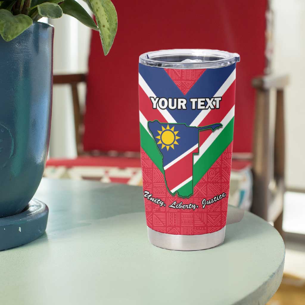 Personalised Namibia Tumbler Cup Coat Of Arms With Flag Map - Happy Independence Day LT15