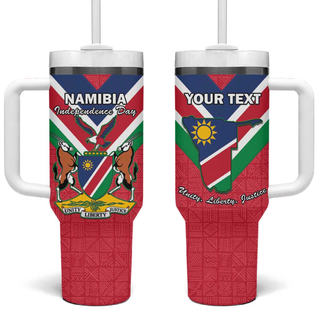 Personalised Namibia Tumbler With Handle Coat Of Arms With Flag Map - Happy Independence Day LT15