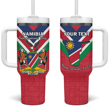 Personalised Namibia Tumbler With Handle Coat Of Arms With Flag Map - Happy Independence Day LT15
