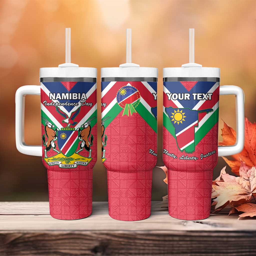 Personalised Namibia Tumbler With Handle Coat Of Arms With Flag Map - Happy Independence Day LT15