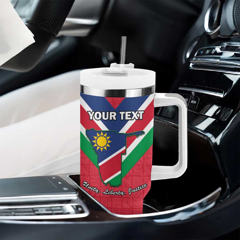 Personalised Namibia Tumbler With Handle Coat Of Arms With Flag Map - Happy Independence Day LT15