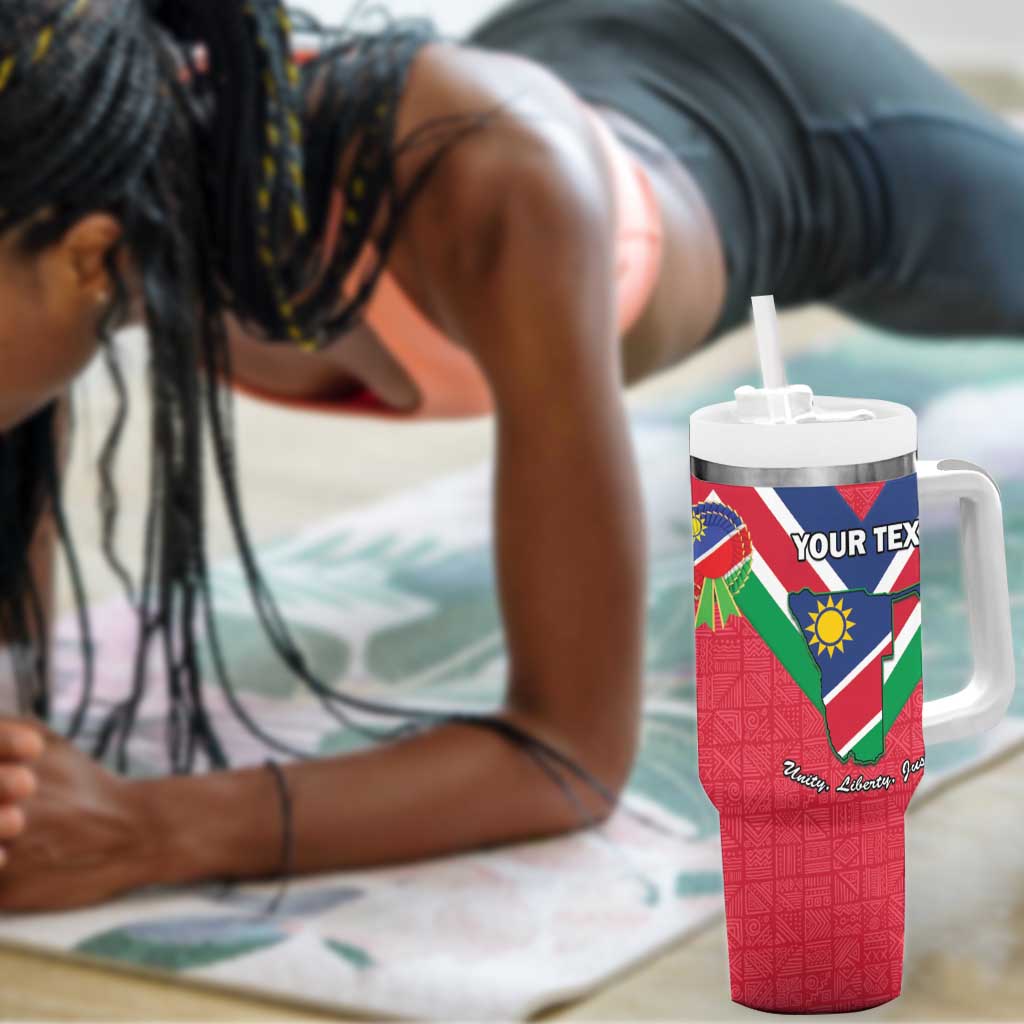 Personalised Namibia Tumbler With Handle Coat Of Arms With Flag Map - Happy Independence Day LT15