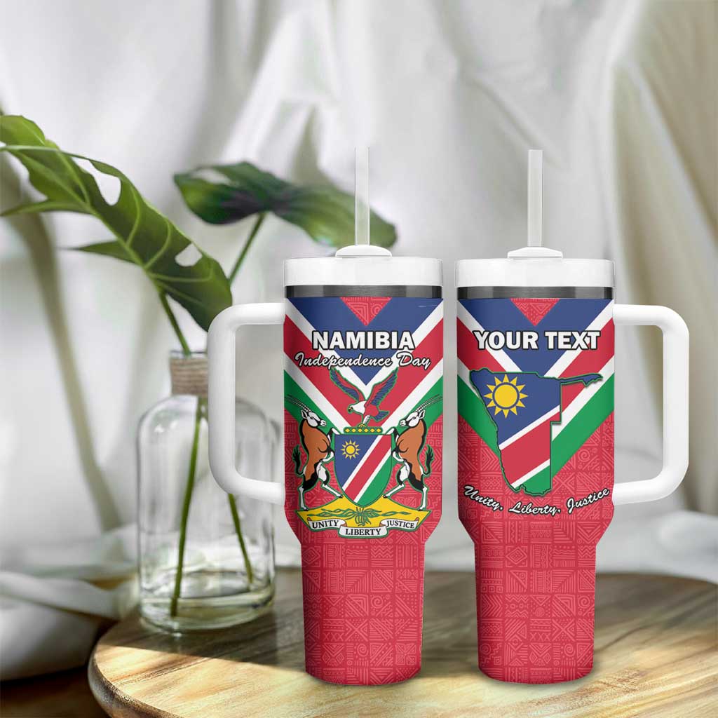 Personalised Namibia Tumbler With Handle Coat Of Arms With Flag Map - Happy Independence Day LT15