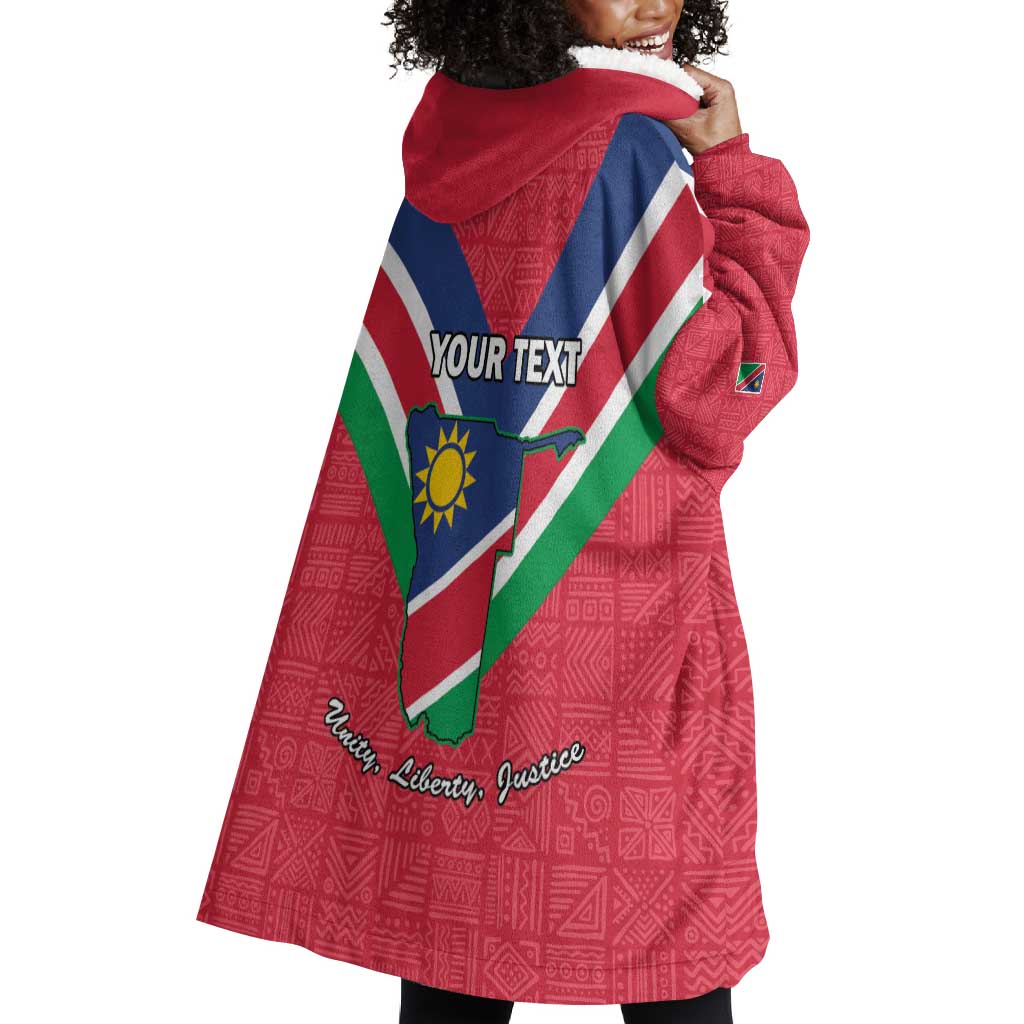 Personalised Namibia Wearable Blanket Hoodie Coat Of Arms With Flag Map - Happy Independence Day LT15