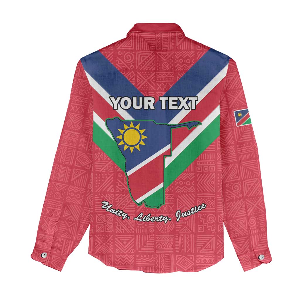 Personalised Namibia Women Casual Shirt Coat Of Arms With Flag Map - Happy Independence Day LT15