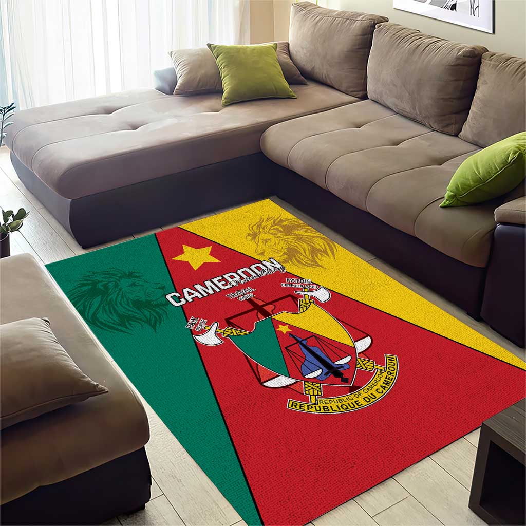 Cameroon National Day Area Rug Lion Mix Coat Of Arms Style LT15