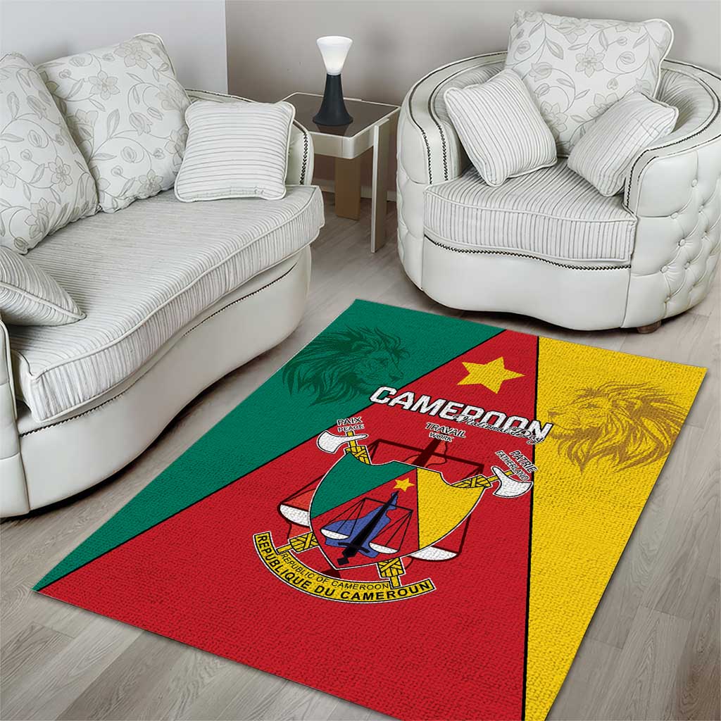 Cameroon National Day Area Rug Lion Mix Coat Of Arms Style LT15