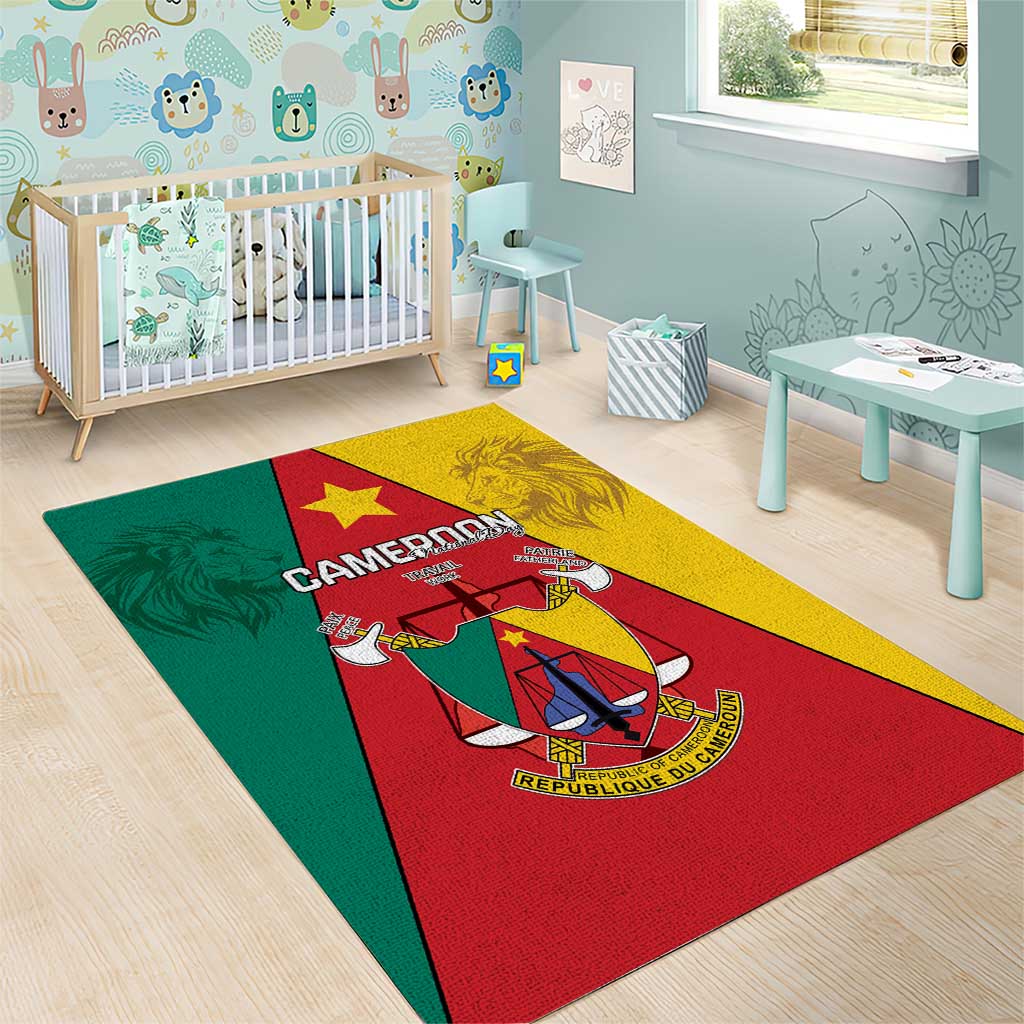 Cameroon National Day Area Rug Lion Mix Coat Of Arms Style LT15