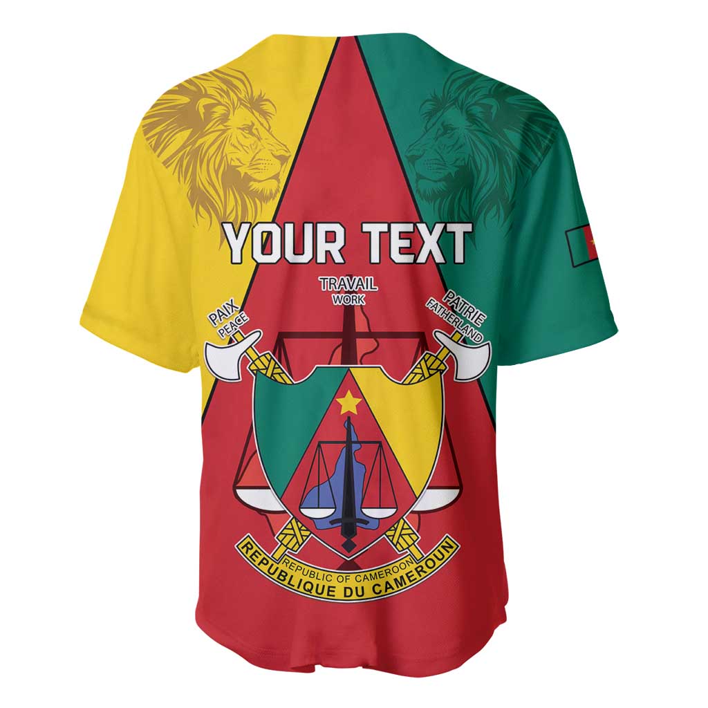 Personalised Cameroon National Day Baseball Jersey Lion Mix Coat Of Arms Style LT15